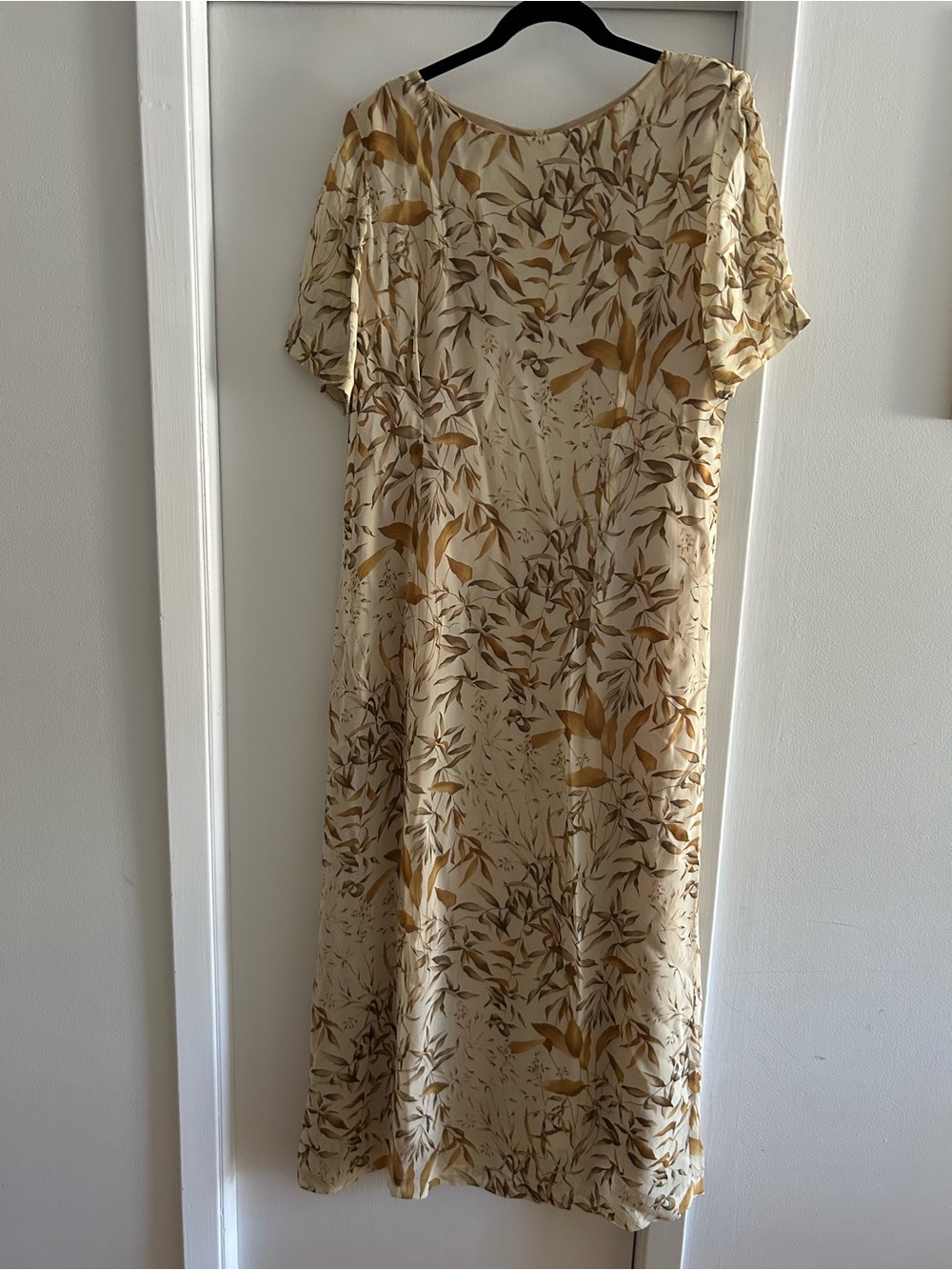 Don Caster Women’s Cream Floral Midi Dress with Mustard Leaf Print